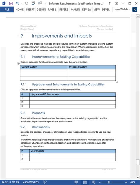 software srs document template