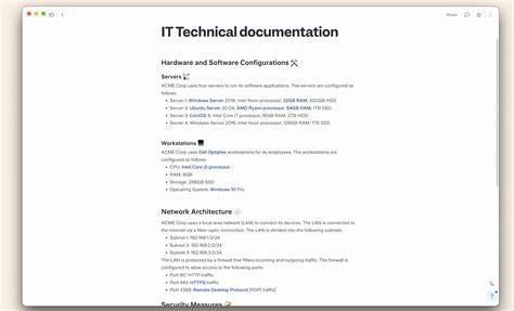 software technical documentation sample