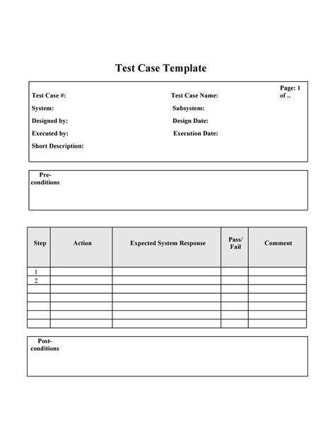 software test case document template