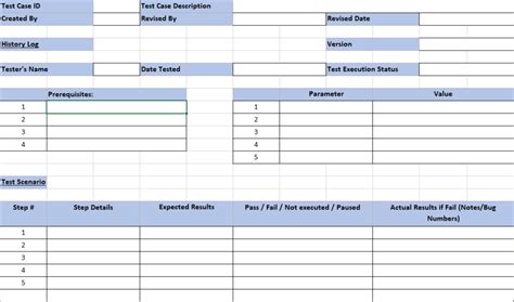 software test case template excel