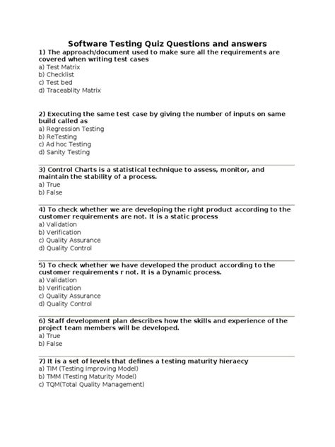 software testing quiz questions and answers pdf