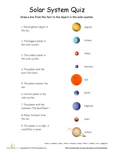 solar system questions with answers pdf