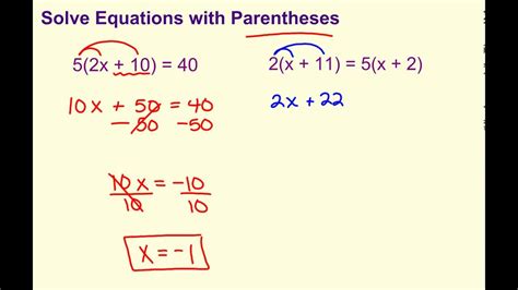 solving equations with parentheses examples