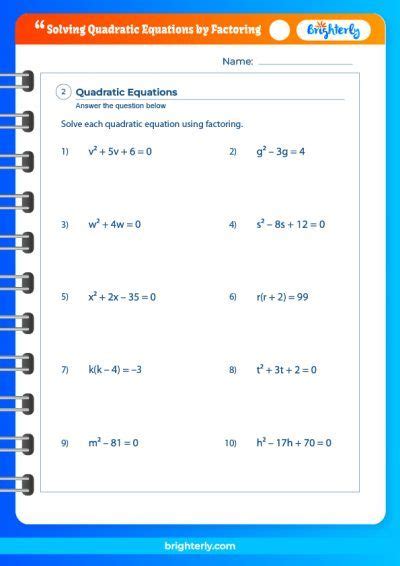 solving quadratic equations by factoring questions and answers