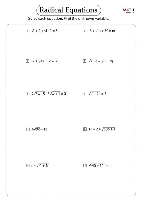 solving radical equations practice problems