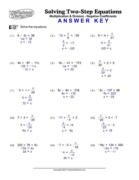 solving two step equations practice