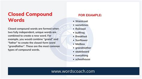 some examples of closed compound words