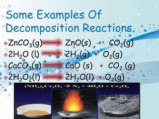 some examples of decomposition reaction class 10