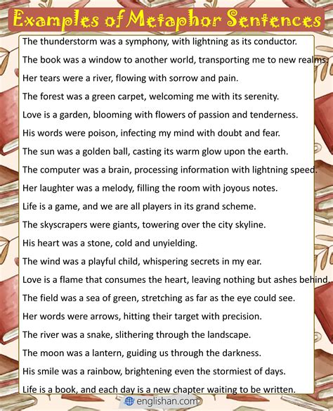 some examples of metaphor sentences