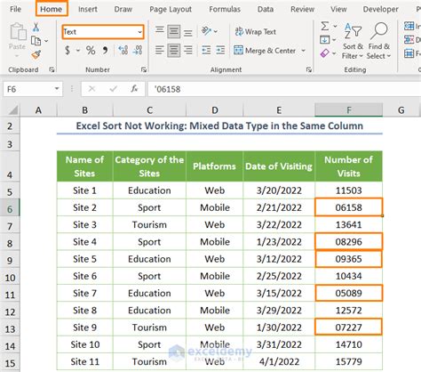 sort and filter in excel not working