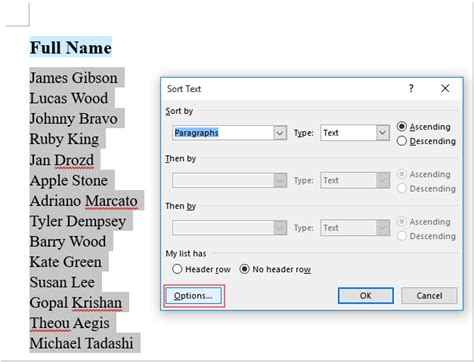 sort names by last name