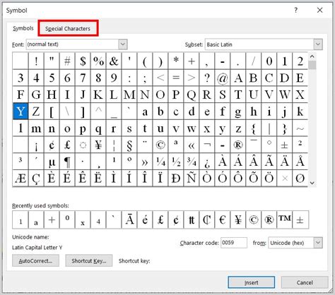 special characters
