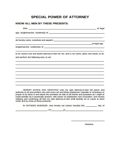 special power of attorney format for authorization pdf