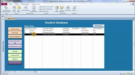 specific examples for use of ms access in school education