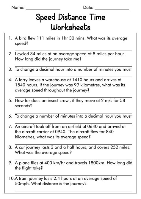 speed distance time problems for class 7 with answers pdf