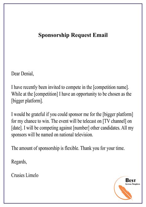 sponsorship request email examples