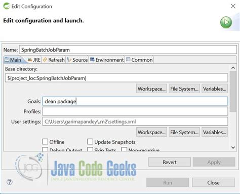 spring batch job parameters example