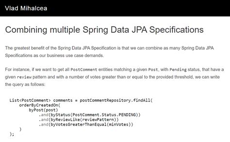 spring data jpa specification like example