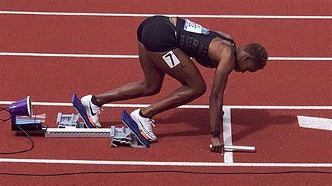 Sprinter on starting blocks