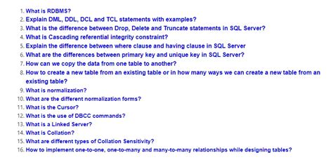 sql interview questions and answers for 10 years experience