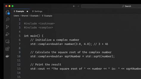 sqrt in c++ example