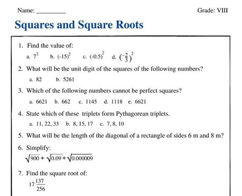 square and square roots class 8 explanation