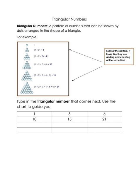 square and triangular numbers worksheets pdf grade 6