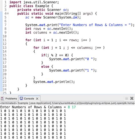 square number pattern program in java