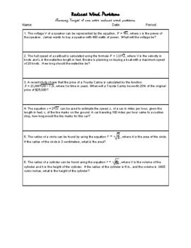 square root function word problems