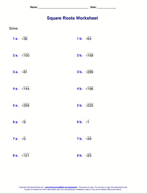 square root practice problems pdf