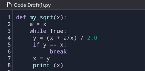 square root using while loop in python