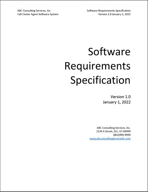 srs document template in software engineering