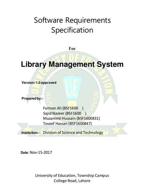 srs example for library management system