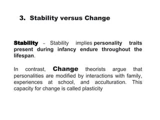 stability vs change in human development example