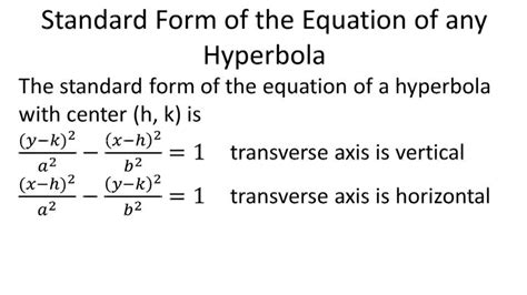 standard form of horizontal hyperbola