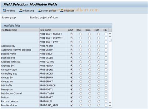 standard project definition table sap