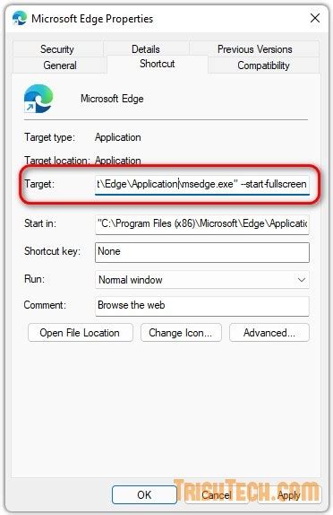 start edge from command line full screen
