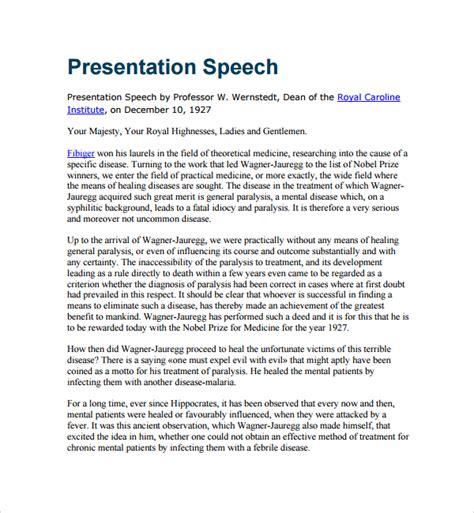 starting a presentation speech example