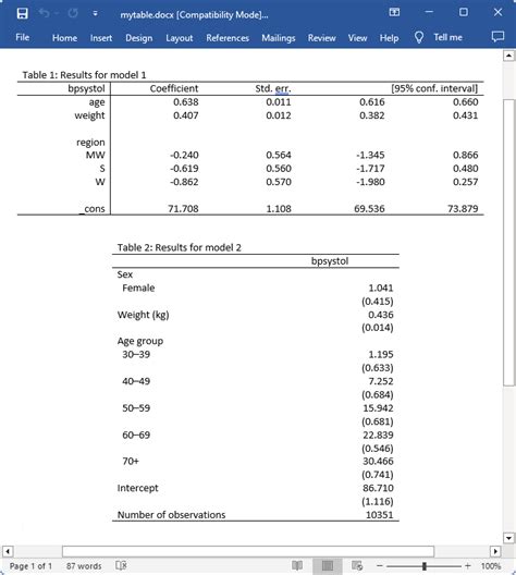 stata export regression results to word