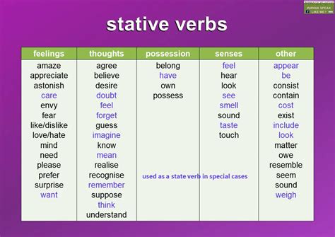 state and action verbs list