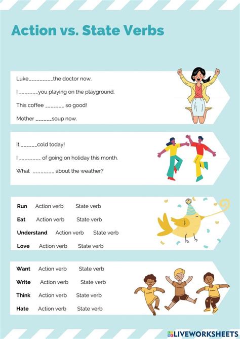 state and active verbs exercises
