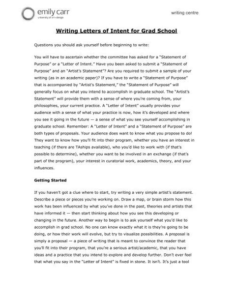 statement of intent examples art school