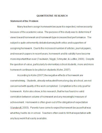 statement of the problem quantitative research format