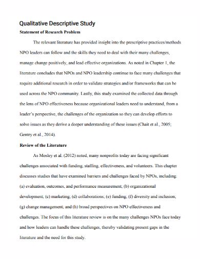 statement of the problem questions example qualitative research