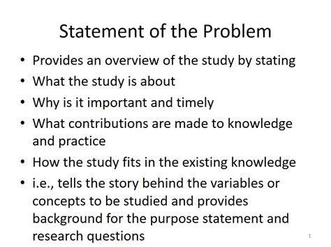 statement of the problem research questions example
