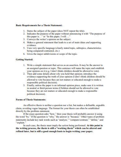 statement of the problem thesis example