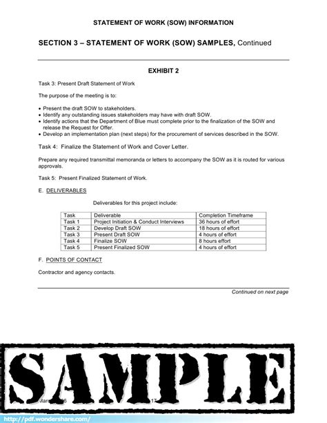statement of work sample pdf