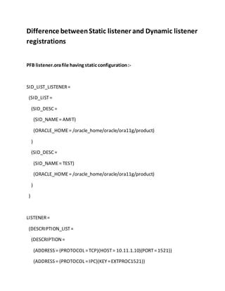 static and dynamic listener in oracle