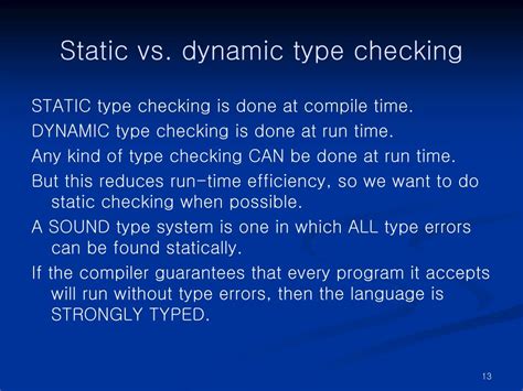static vs dynamic type checking in compiler design