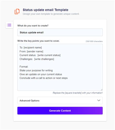 status update email example